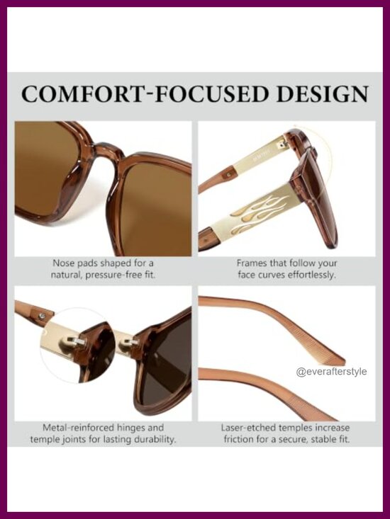 Square Sunglasses Polarized UV400 for Men Women Flame Detail Driving main image 6